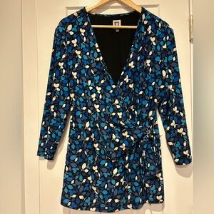 Anne Klein Blue and White Floral Blouse